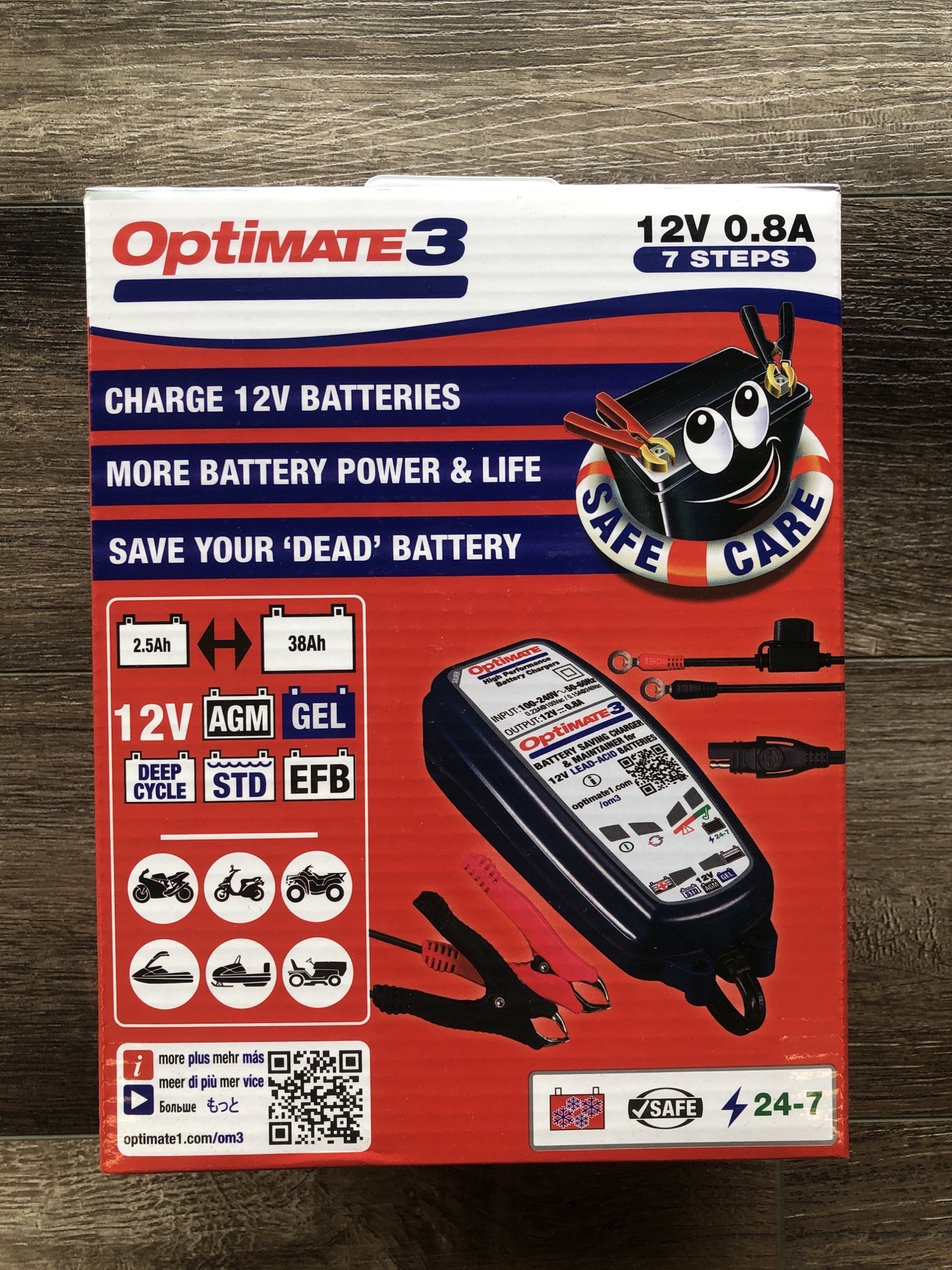 Chargeur batterie moto TecMate Optimate 3 +